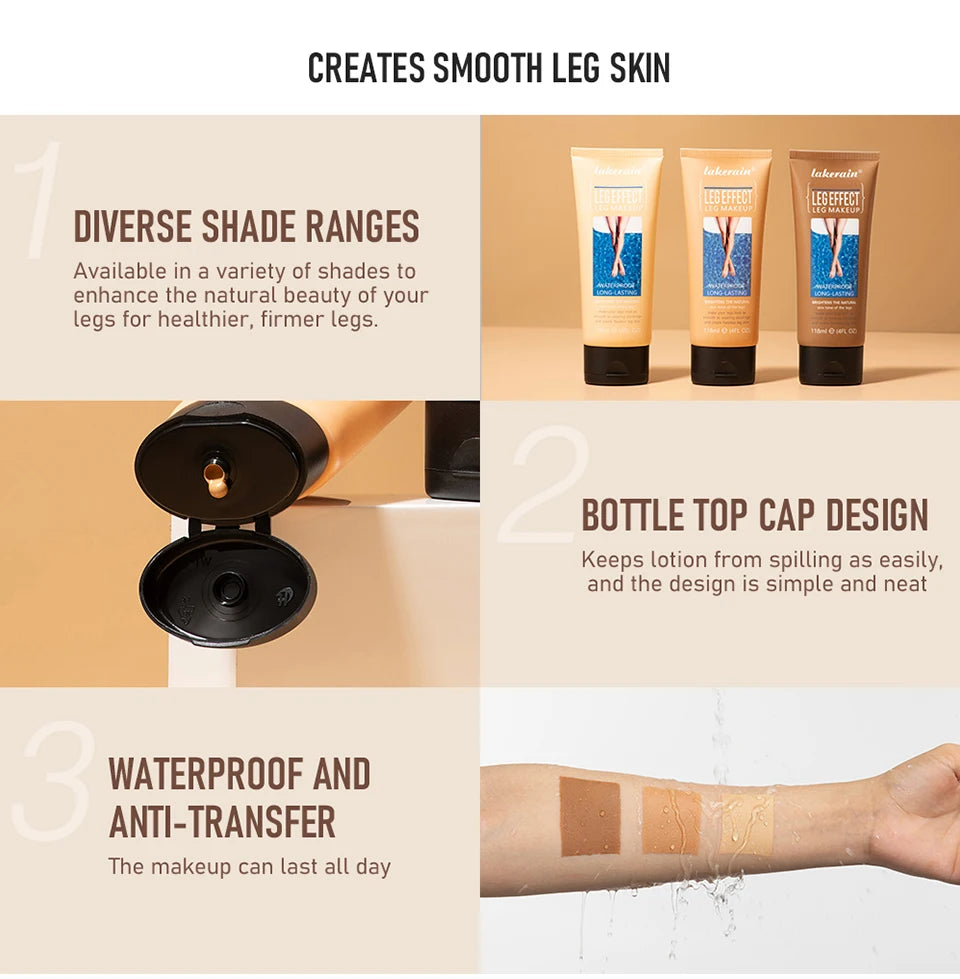 116ml Medium Bronze Body Tanning Cream Leg Makeup Foundation With Brush Waterproof Long Lasting Even Skin Tone Body Makeup Peaceful Pleasures Health and Wellness