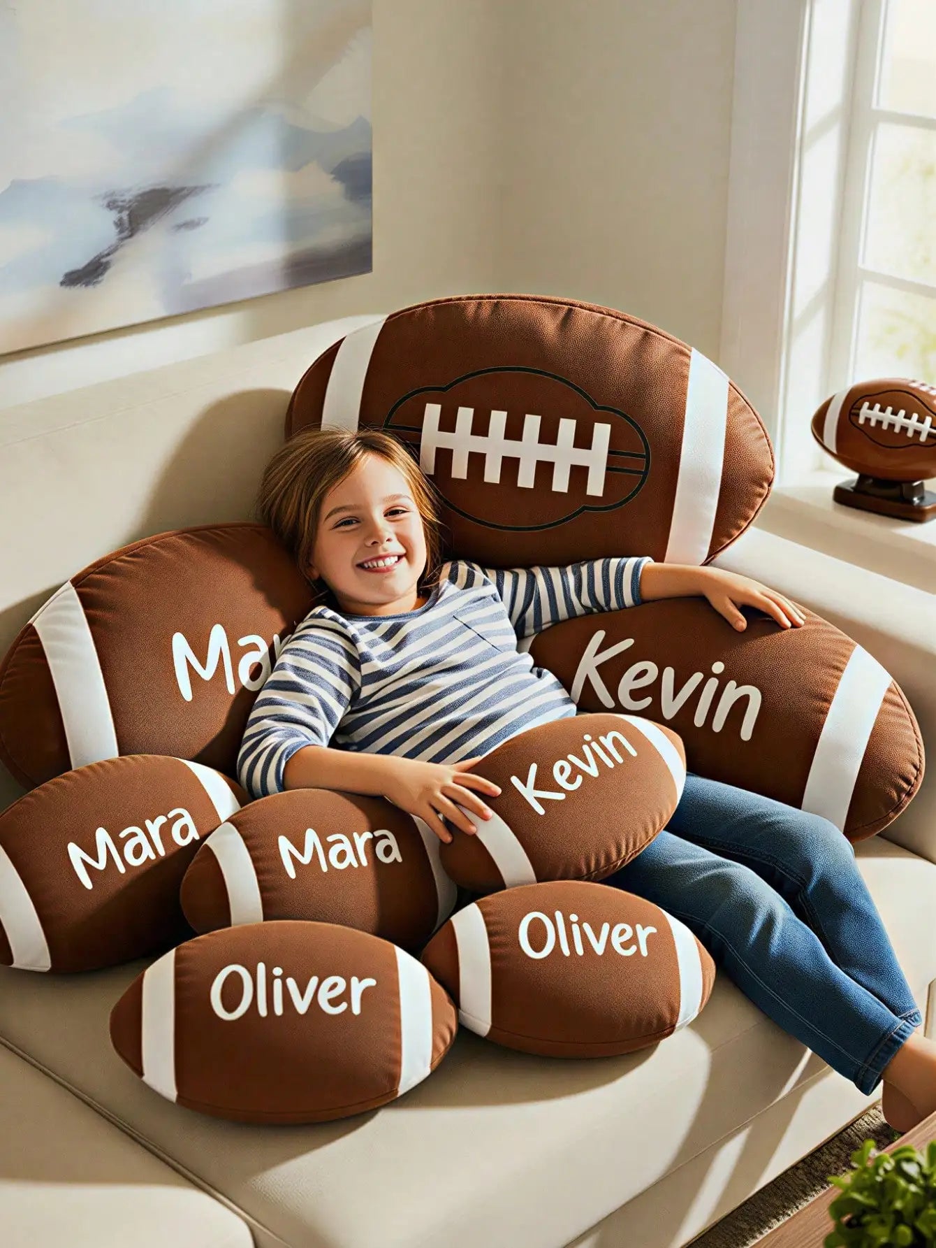 Custom Name Football Pillow | Personalized Kids Gift