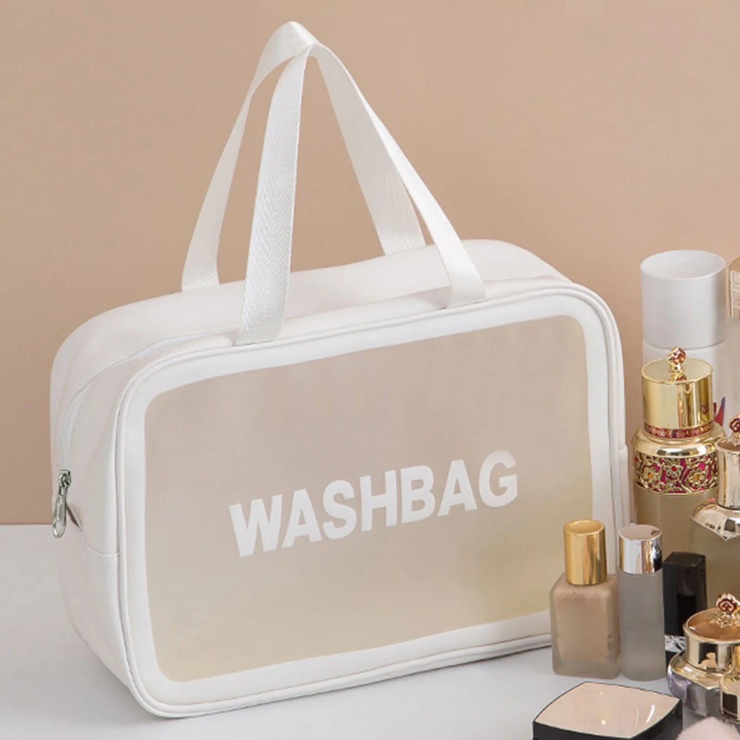 Women Men PU Toiletry Bag Portable Translucent Waterproof Makeup Cosmetic Bag Toiletry Organizer for Accessories Peaceful Pleasures Health and Wellness