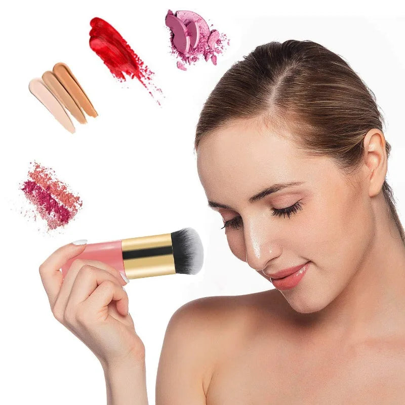 1PC Chubby Kabuki Makeup Brush - Multi-Use Foundation & Powder Brush for Liquid/Cream/Cosmetics, Travel-Friendly Soft Bristles Peaceful Pleasures Health and Wellness