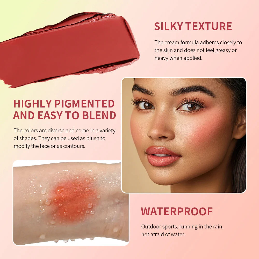 8-Color Cream Blush & Highlighter Palette – Matte & Shimmer