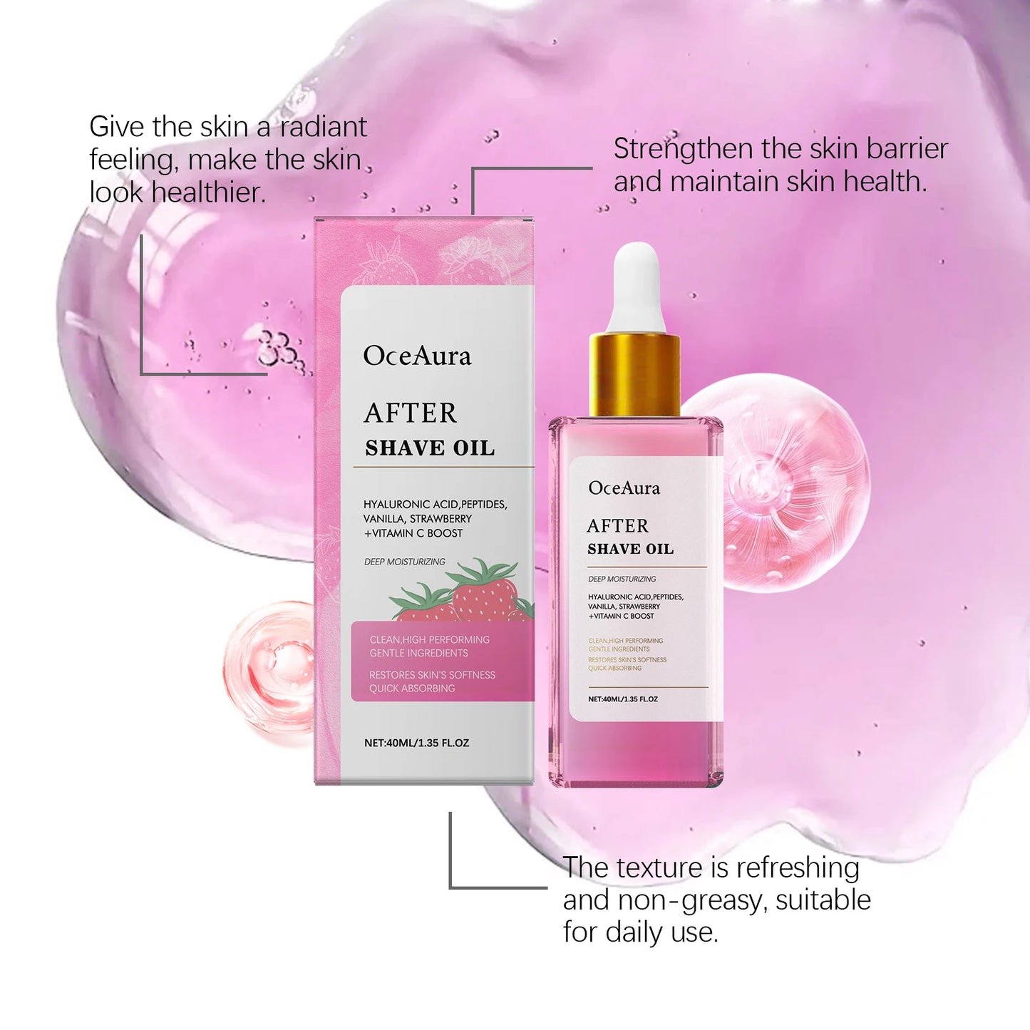 OceAura Strawberry Hair Removal Soothing Body Oil 40ml