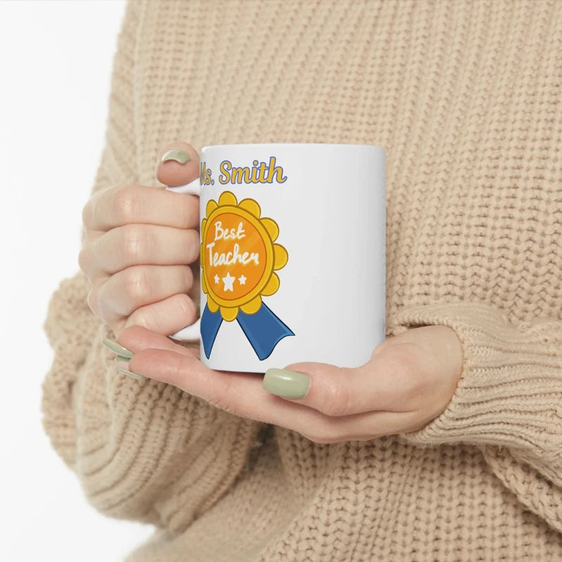 1pcs Personalized name Best Teacher Ceramic Mug custom perfect teacher appreciation gift Back To School decorate table Supplies Peaceful Pleasures Health and Wellness