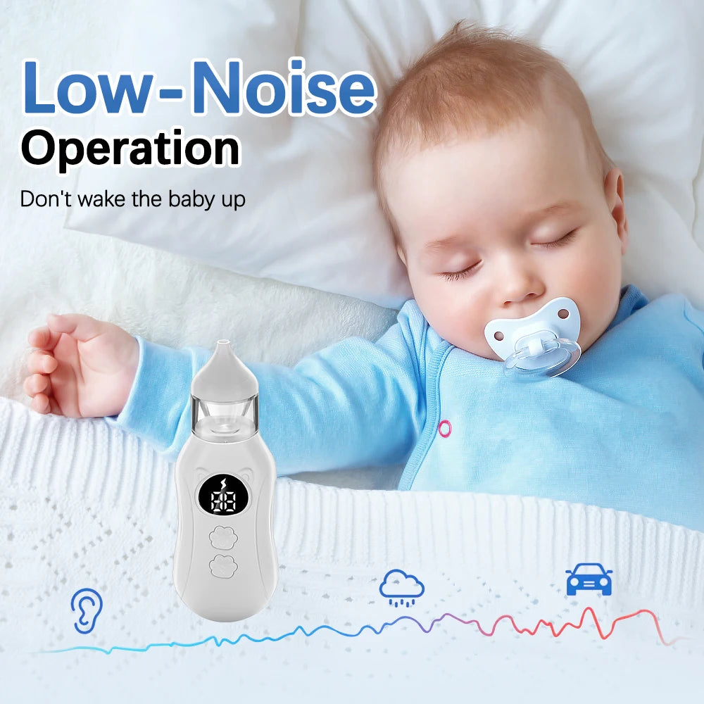 Electric Baby Nasal Aspirator Newborn Smart Nose Cleaner 9-Speed Snot Booger Suction Device Low Noise Toddler Mucus Sucker Peaceful Pleasures Health and Wellness