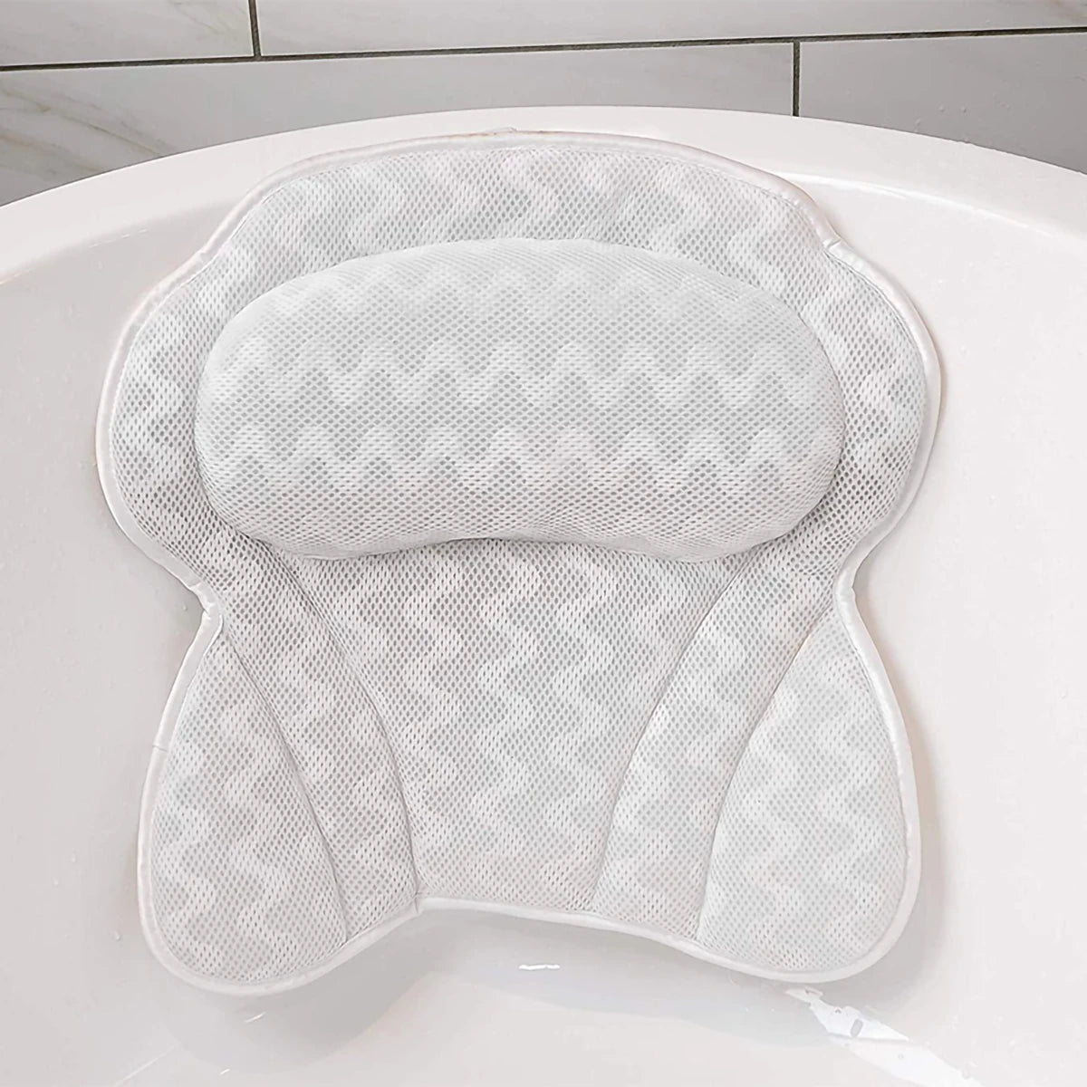Bathtub suction cup pillow, mesh butterfly bathtub pillow, suitable for after-work bath, soft fabric, relaxing and comfortable Peaceful Pleasures Health and Wellness Ash-coloured