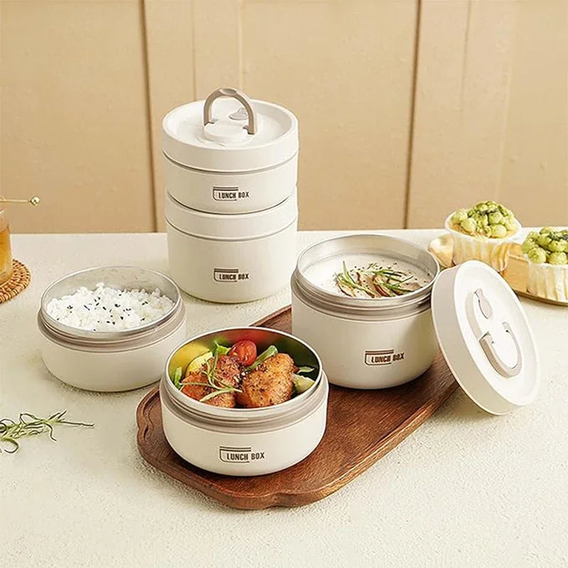 Insulated Lunch Container Set – 3 Stackable Stainless Steel Bento Boxes with Bag Peaceful Pleasures Health and Wellness