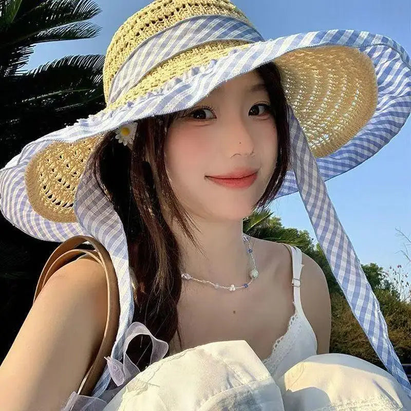 Women's Foldable Straw Sun Hat | Large Brim UV Protection