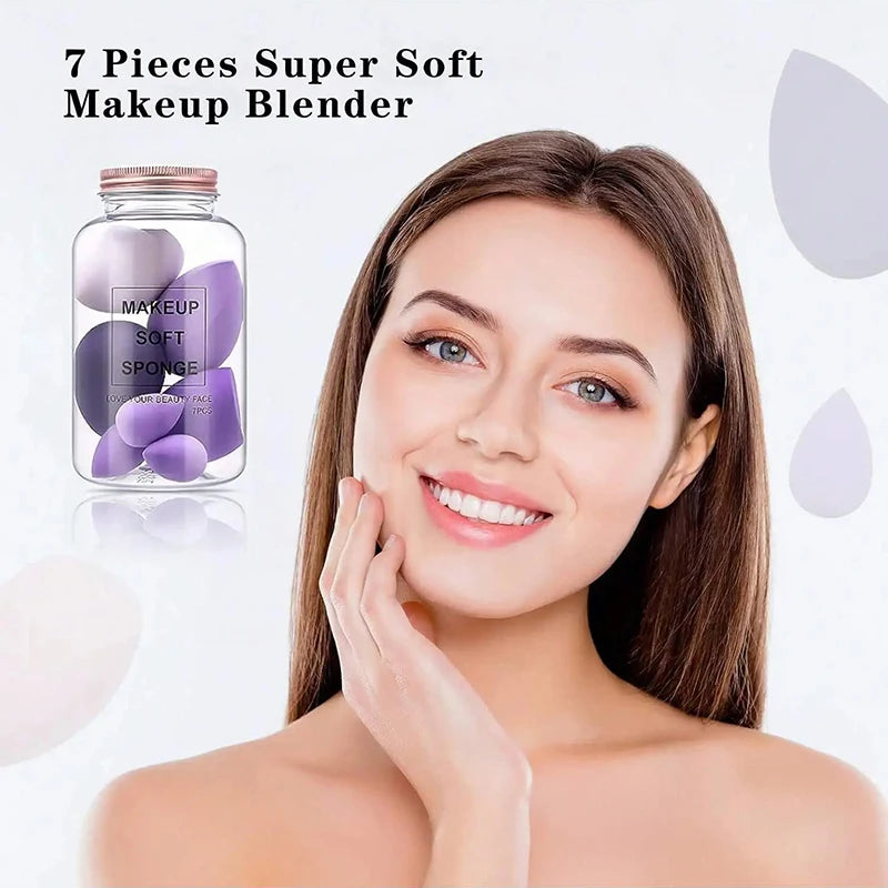 7PCS Drifting Bottle Beauty Egg Dry And Wet Dual-Purpose No Powder Makeup Egg Sponge Powder Puff Set Makeup Tools Peaceful Pleasures Health and Wellness