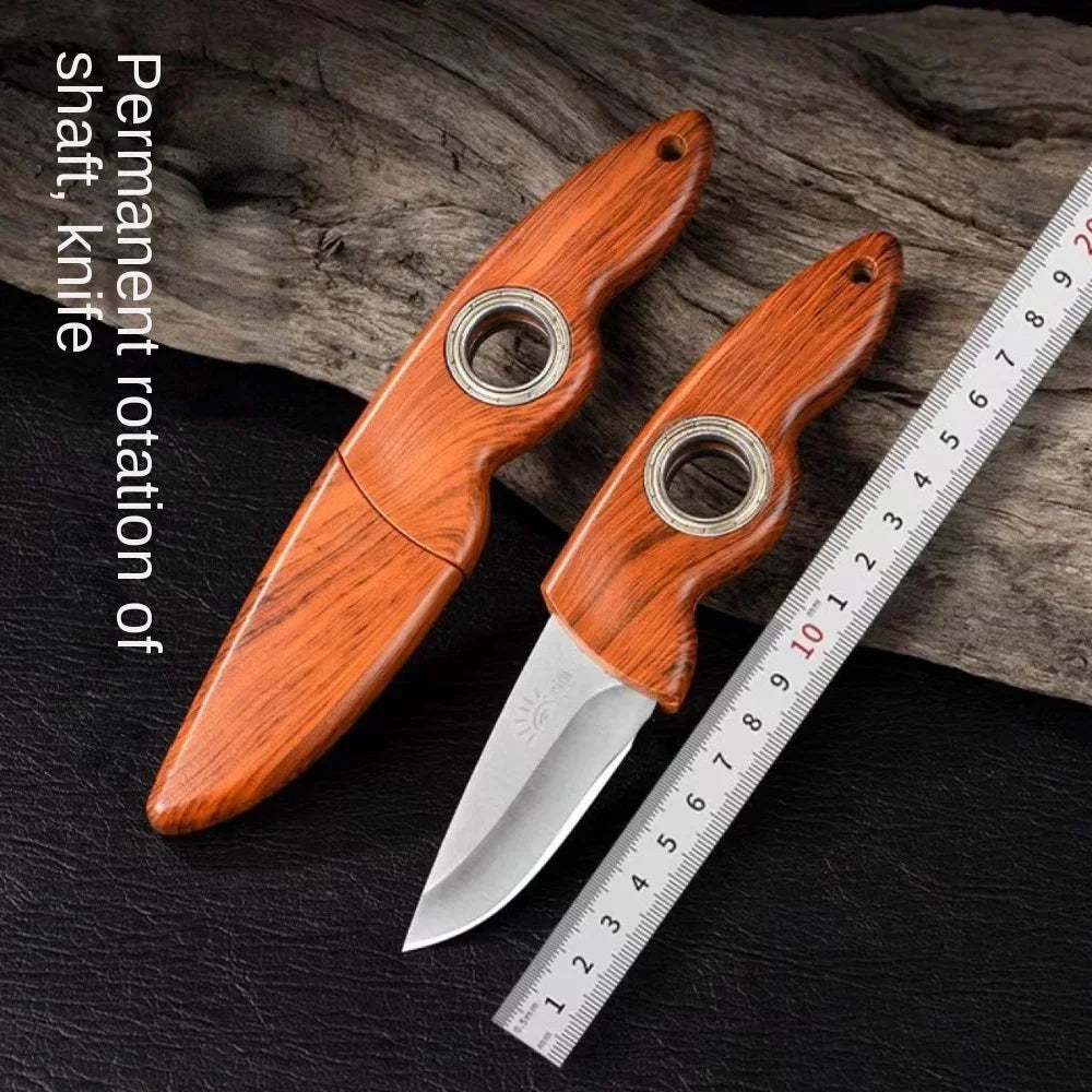 Survival Rotating Knife Outdoor Camping Gear High Hardness EDC Tool Portable Wood Pocket Knife Hunting Bushcraft Equipment Peaceful Pleasures Health and Wellness