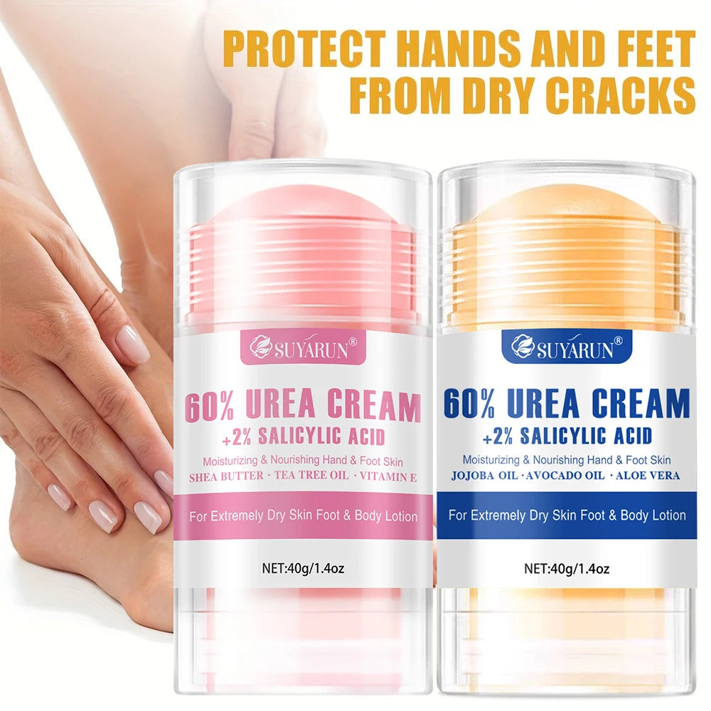 SUYARUN 60% Urea+ 2% Salicylic Acid Foot Cream Stick - Moisturizing, Cracked Heel Repair, Deep Hydration for Dry Feet. Peaceful Pleasures Health and Wellness