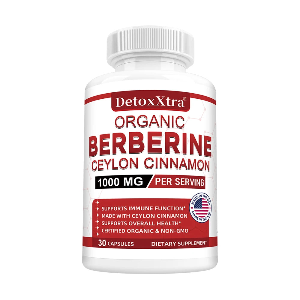Berberine with Ceylon Cinnamon - Boosts Immunity, Promotes Digestive Health, Improves Bodily Functions, Increases Energy Levels Travel Accessories Peaceful Pleasures Health and Wellness 30 count-1bottle