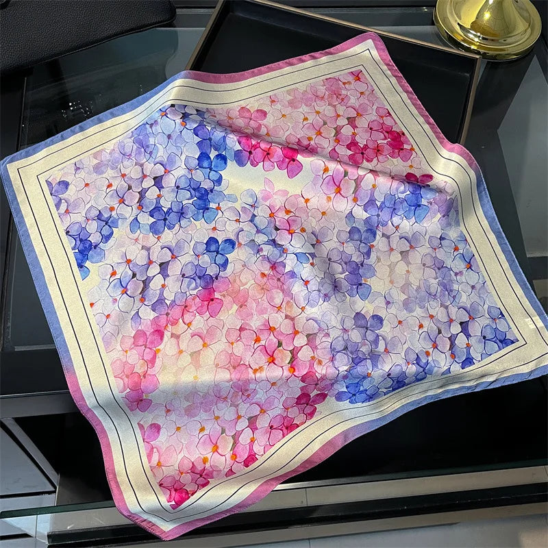 100% Mulberry Silk Lotus Floral Scarf – Women's Versatile Accessory