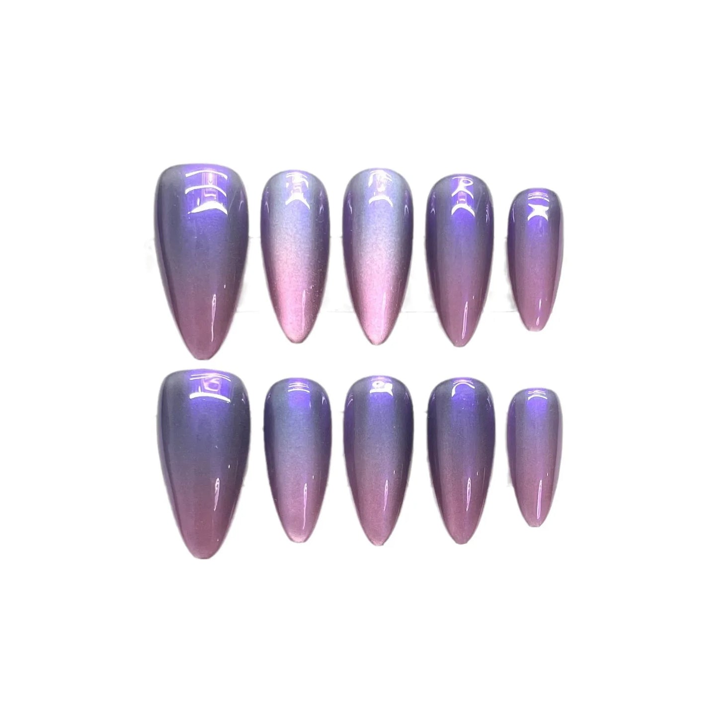 Handmade Press on Nails Purple Cat Eye Almond False Nails Fashion Cat Eye Fake Nail Tips Women Wearable Detchable Manicure Set Peaceful Pleasures Health and Wellness S 3