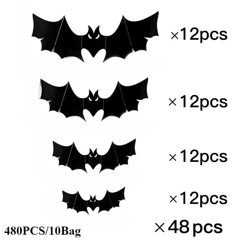 Halloween 3D Black Bat Wall Decals – Hollow Party Stickers