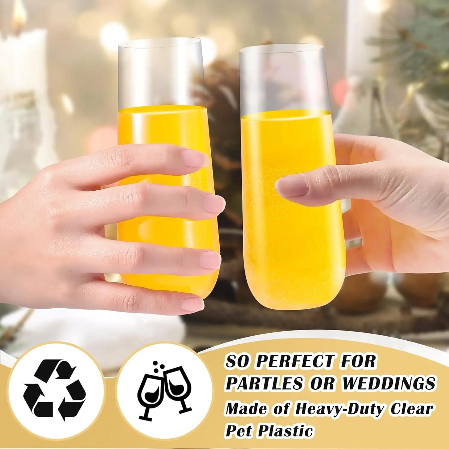 15PCS Free BPA 9oz Flute Recyclable Unbreakable & Clear Plastic Champagne Glasses Flute Party Wine Tasting Wedding New Years Eve Peaceful Pleasures Health and Wellness
