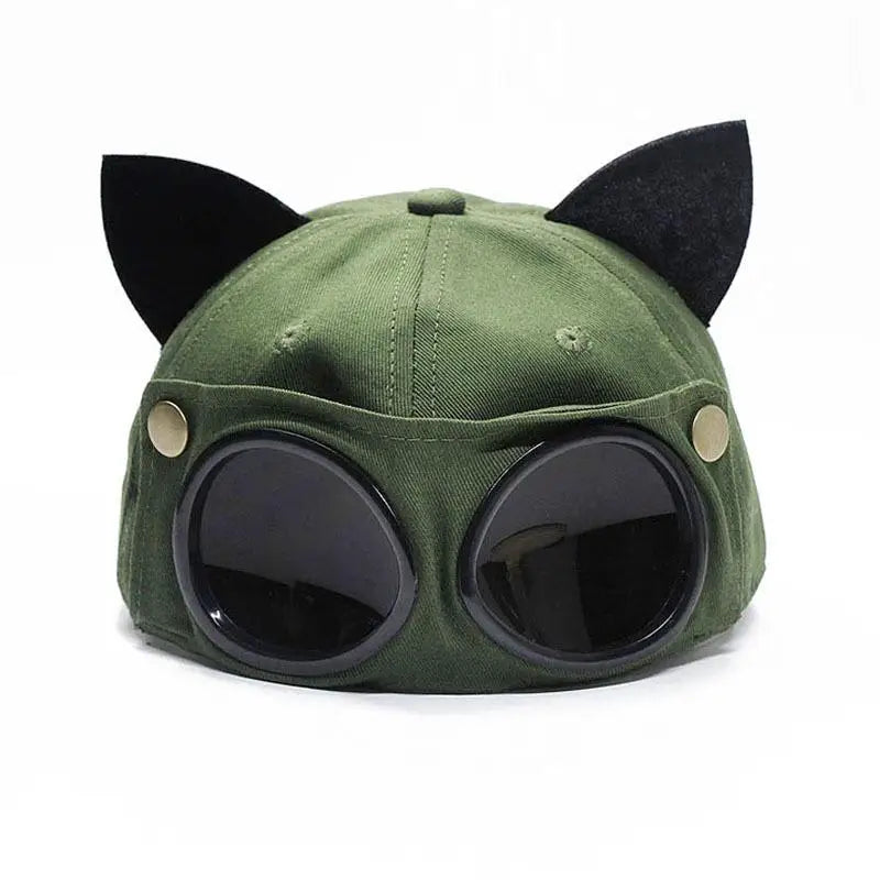 Embroidered Cat Ear Baseball Cap – UV Protection Sunhat