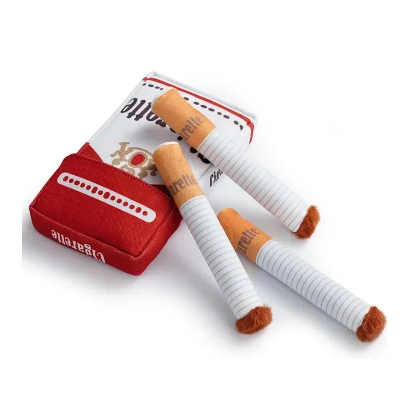 Squeaky Dog Toys for Chewing, Interactive Plush Cigarette Case Puppy Teething Toy, Fun Chewable Grinding Teeth Gift for Small Peaceful Pleasures Health and Wellness