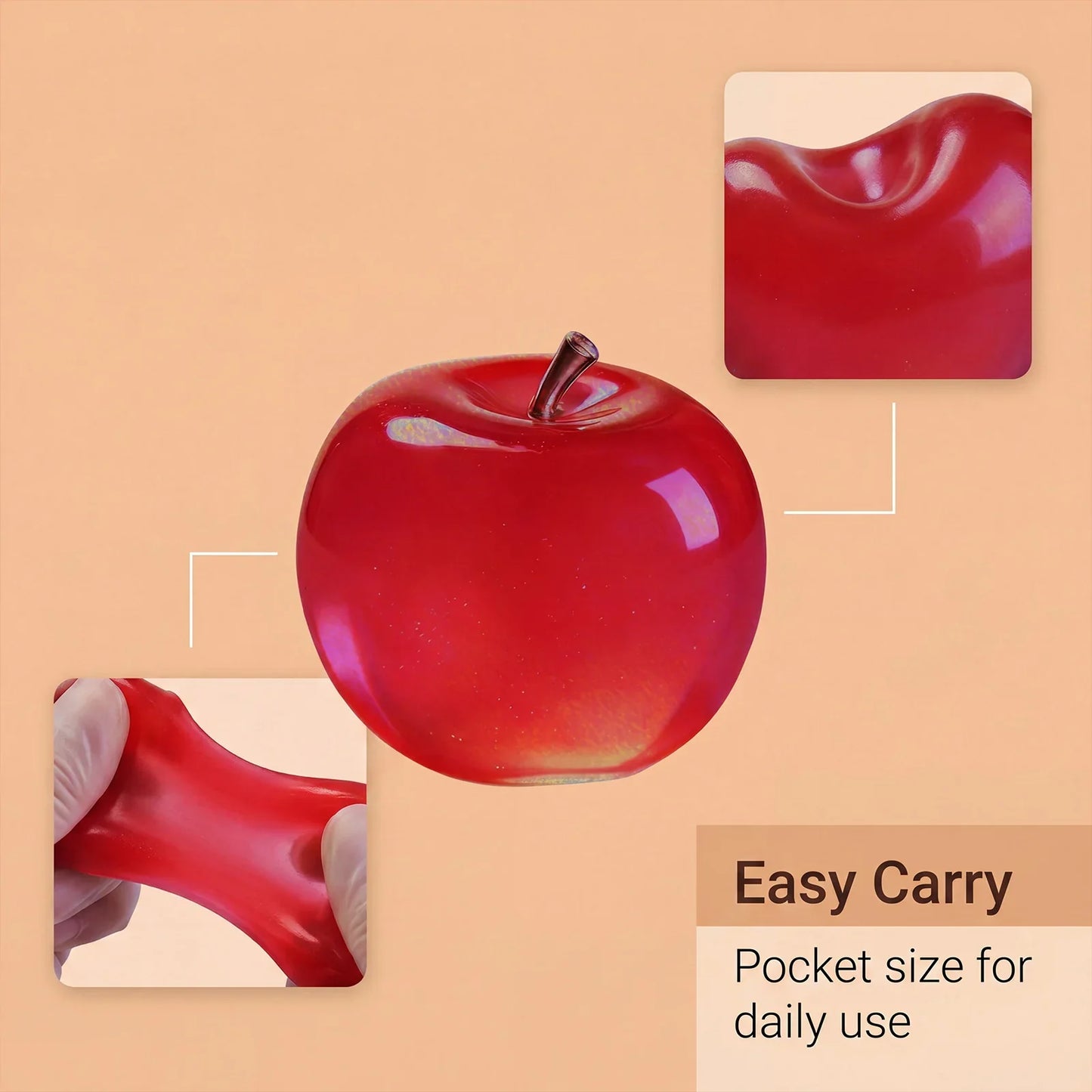 Glitter Crystal Apple Squishy Fidget Ball – Desk Decor Toy