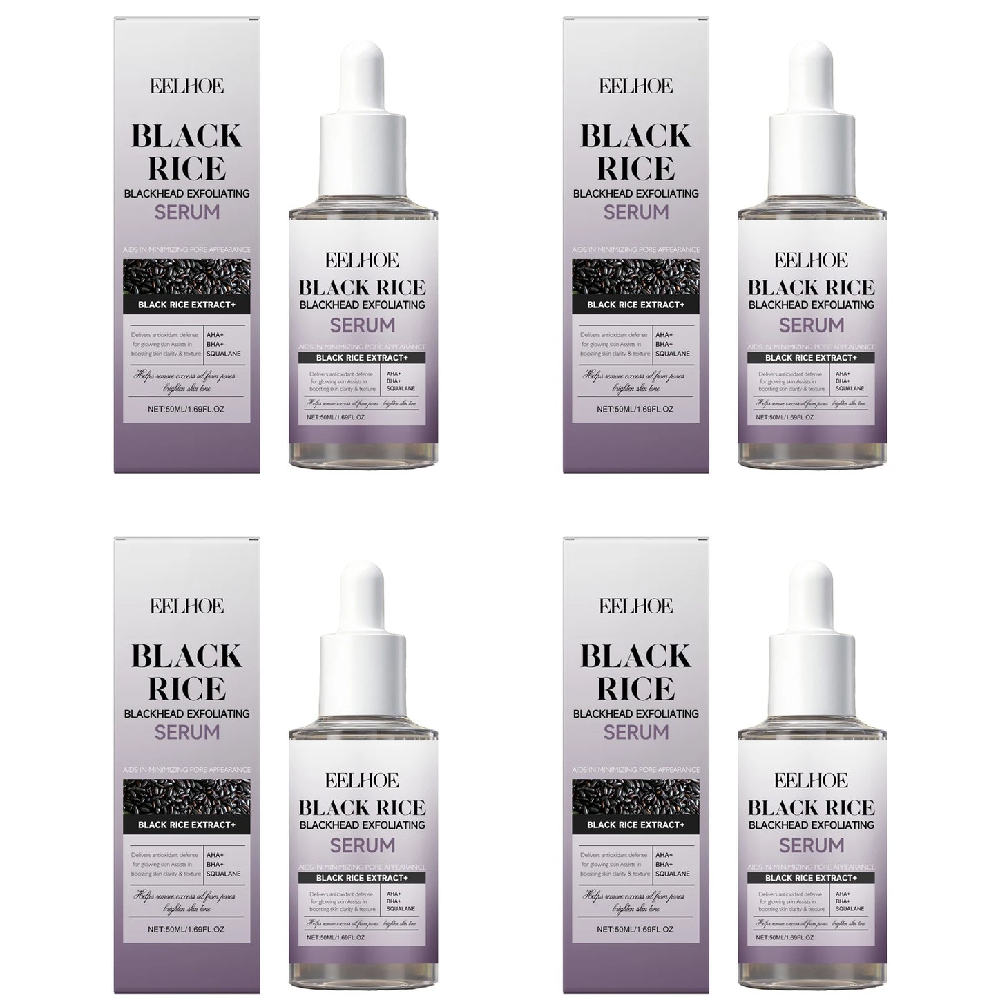 Black Rice Exfoliating Essence Nourishing Smooth Skin Improve Skin Elasticity Lightweight Texture Moisturizing Black Rice Serum Peaceful Pleasures Health and Wellness 4 x 50ml Boxed