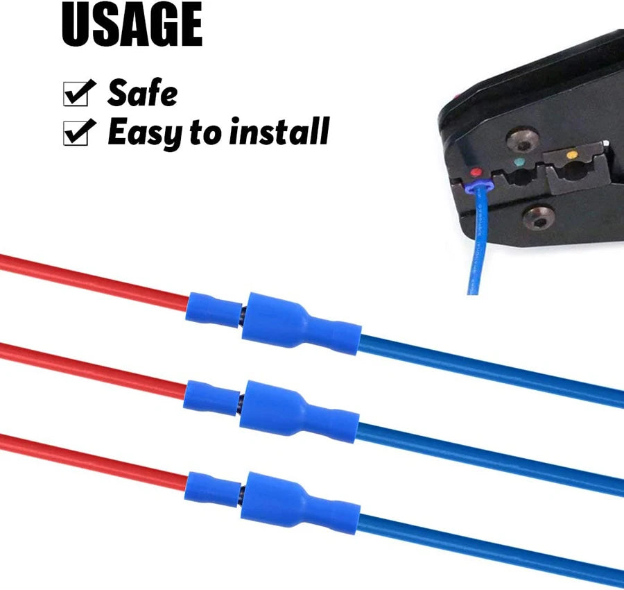 100pcs 50pairs 6.3mm 16 14AWG Female Male Electrical Wiring Connector Insulated Crimp Terminal Spade Blue Peaceful Pleasures Health and Wellness