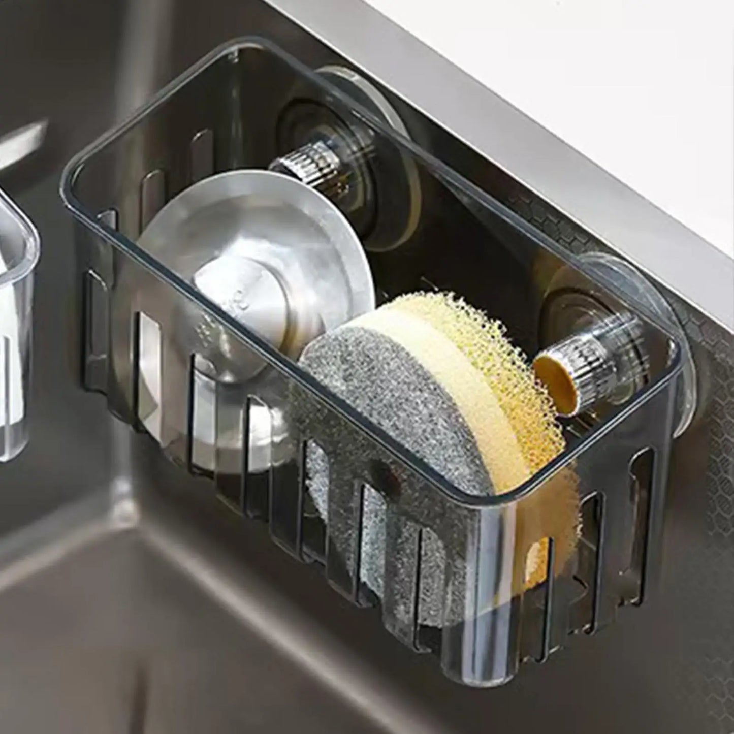 Suction Cup Sponge Holder | No-Drill Sink & Shower Organizer