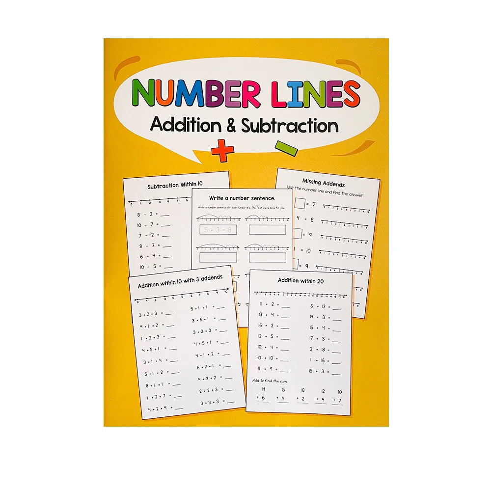 Number Line Practice Book Addition Subtraction Within 20 Workbook
