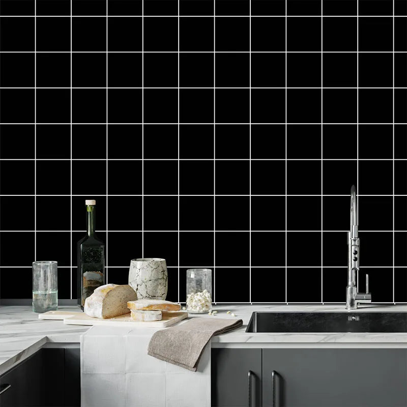 Black Grid Peel & Stick Wallpaper – Waterproof PVC 40cm Roll
