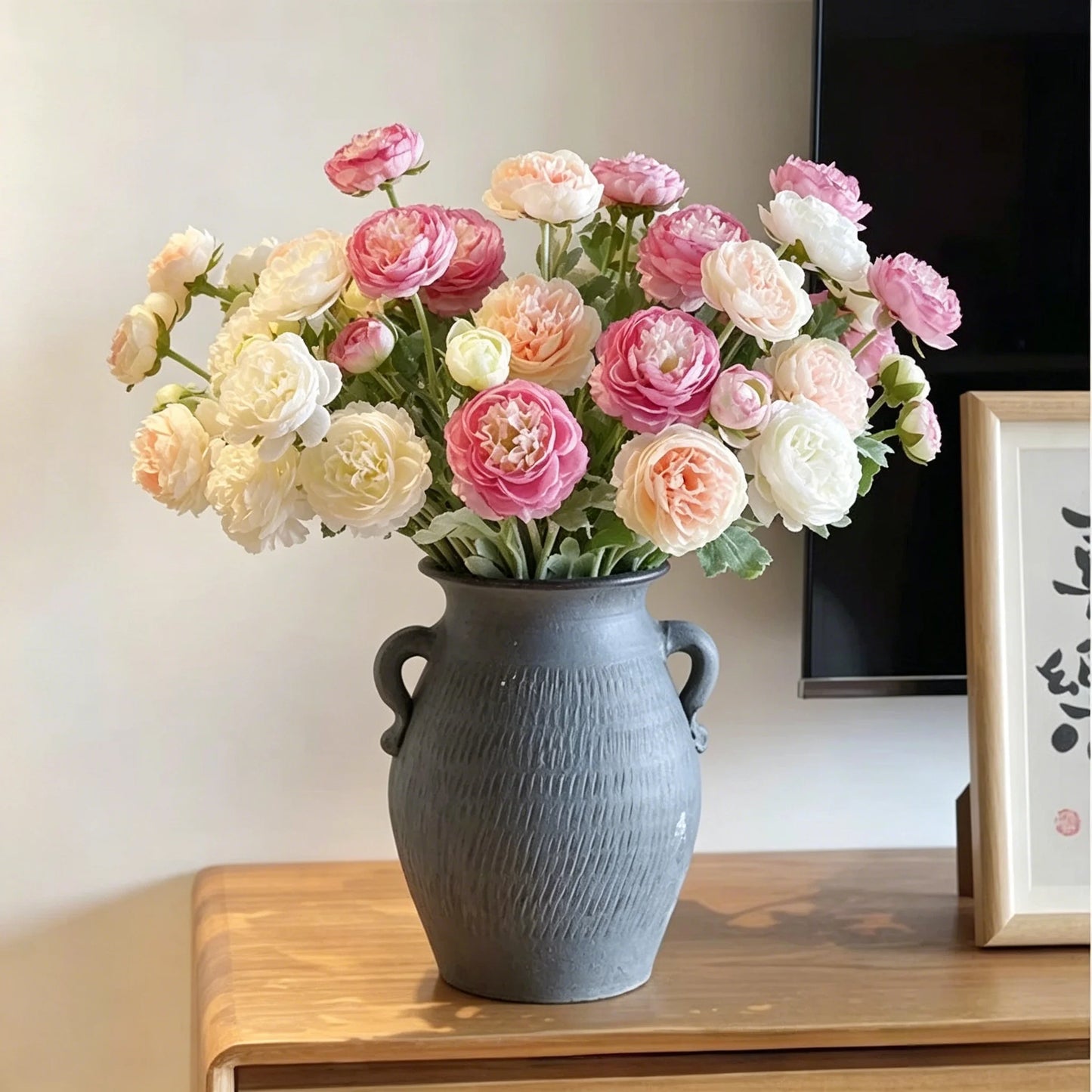 3-Head Artificial Silk Peony Bouquet | Faux Wedding Flowers
