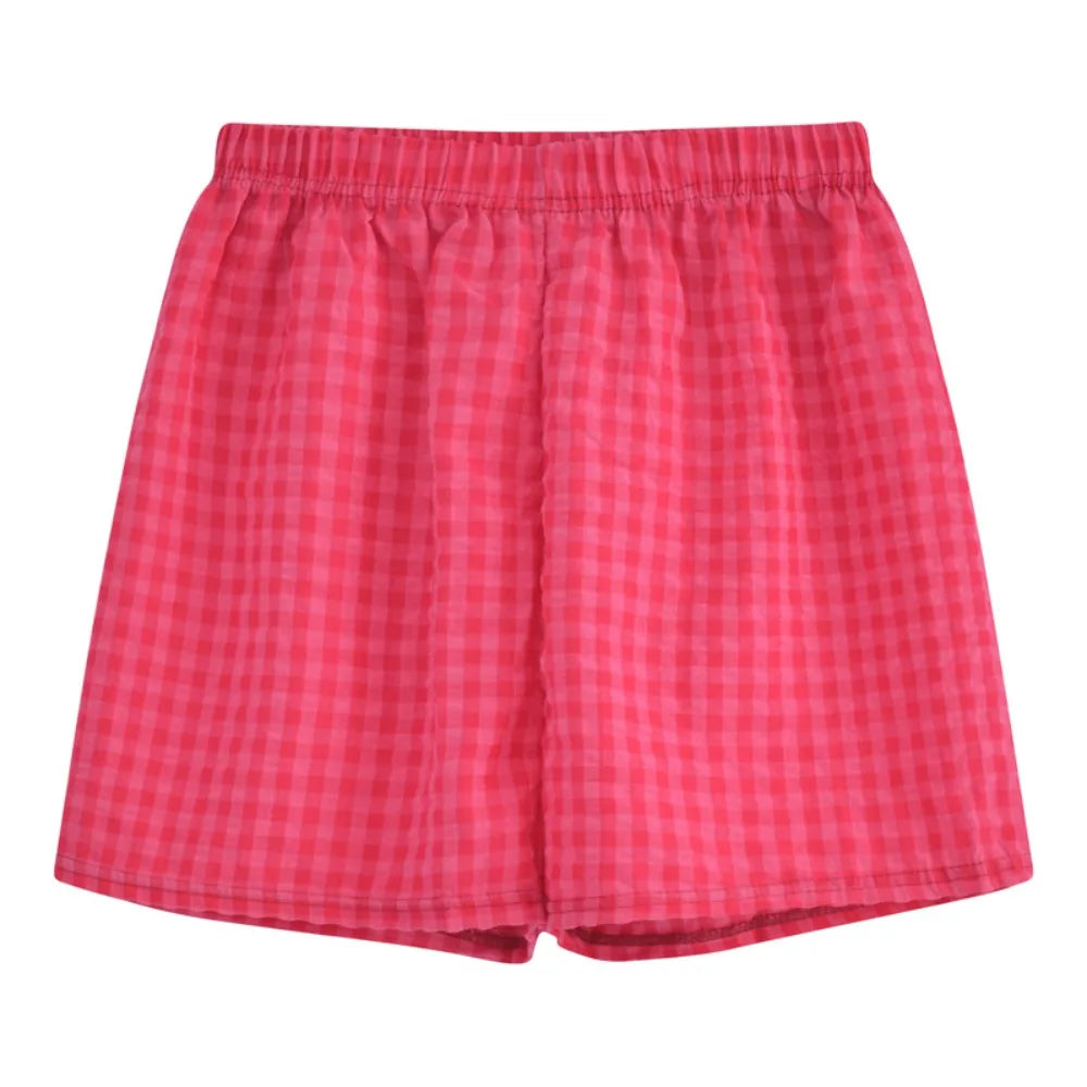 Women's Plaid Cotton Pajama Shorts – High Waist Wide Leg Pajama Shorts Peaceful Pleasures Health and Wellness Red