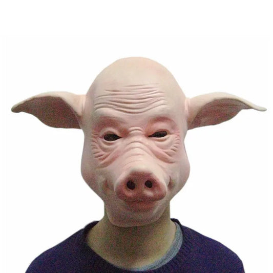 Halloween Scary Saw Pig Head Mask Cosplay Party Horrible Animal Masks Full Face Latex Mask Halloween Party Decoration Latex Prop Peaceful Pleasures Health and Wellness A