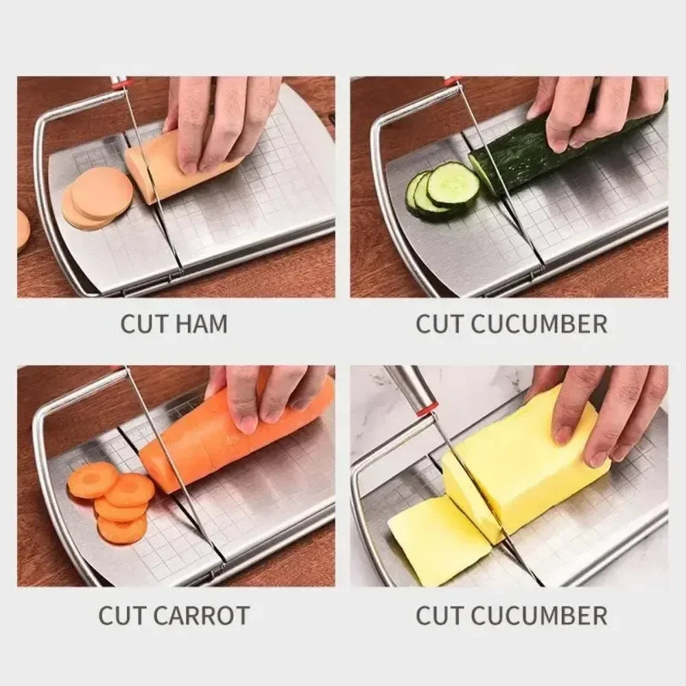 1Pc Cheese Slicer, Stainless Steel Cheese Cutter With Measurements, Heavy Duty Butter Cutter, Baking Tools, Kitchen Gadgets Peaceful Pleasures Health and Wellness