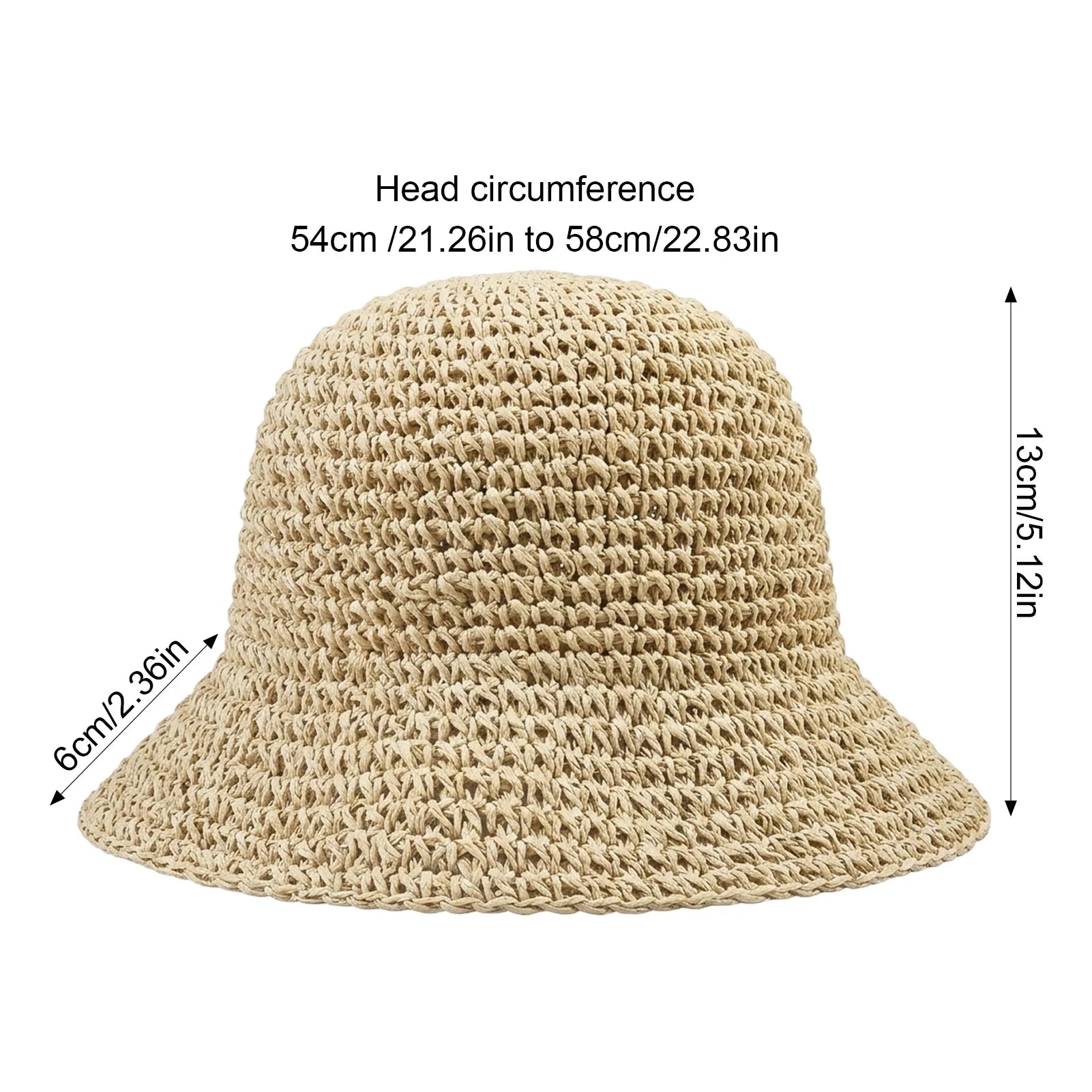Women Foldable Straw Fisherman Hat Wide Brim for Sun-Protection Beach Travel Peaceful Pleasures Health and Wellness