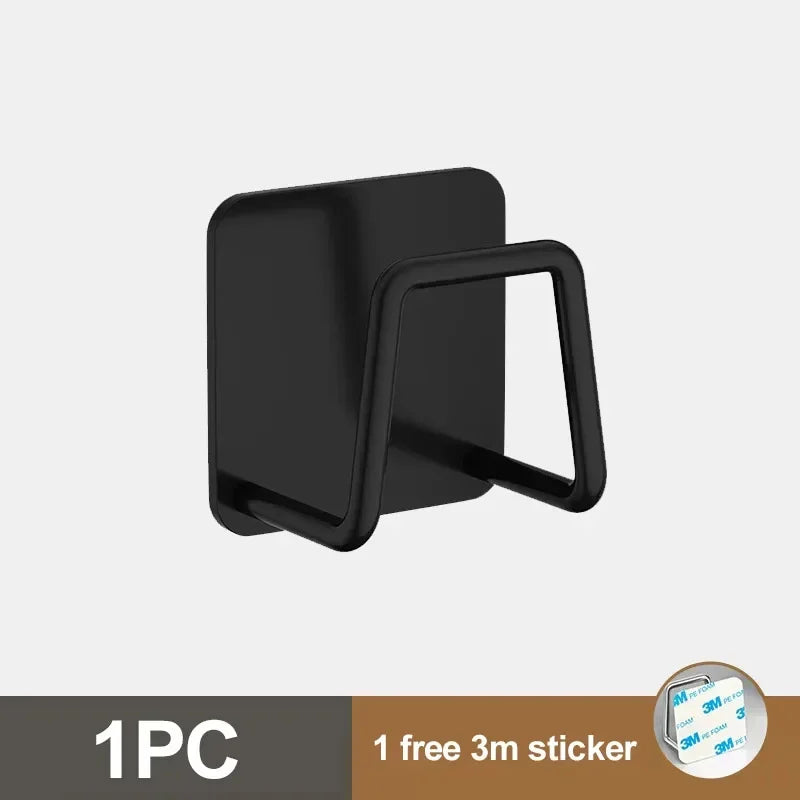 1/2/3/4/5PC Stainless Steel Hanging Hook Storage Rack Sink Sponges Drain Drying Rack Self Adhesive Storage Holder Wall Hooks Peaceful Pleasures Health and Wellness Black-1PC