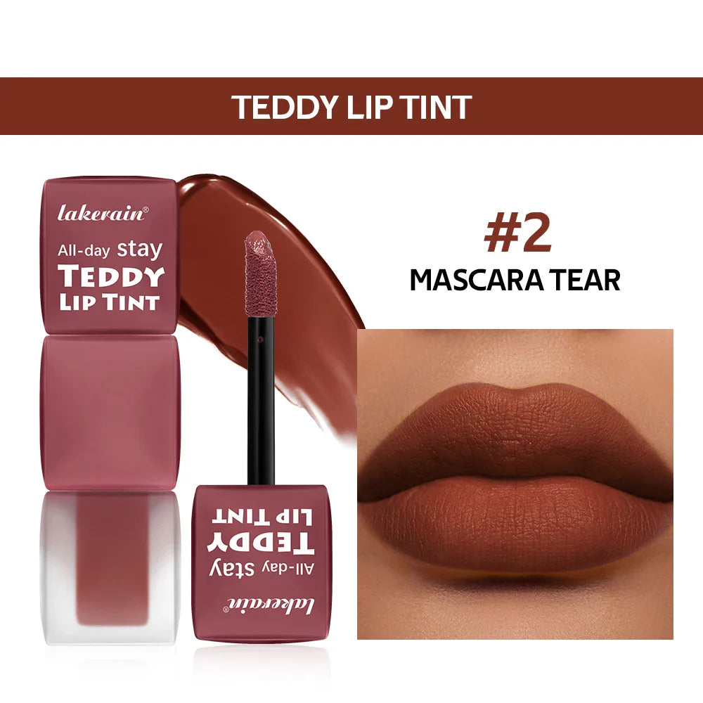 Teddy Tint Lip Stain Gloss – 12H Matte Waterproof Lip Color