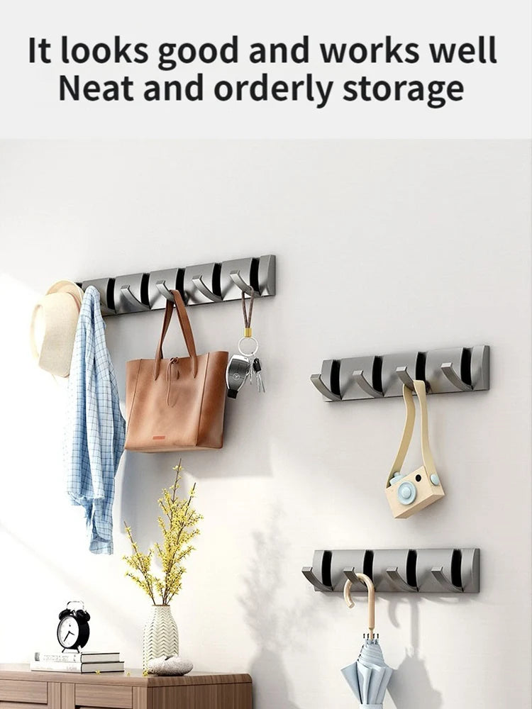Folding Robe Hooks – 5-Hook Aluminum Wall Rack | Bath & Kitchen