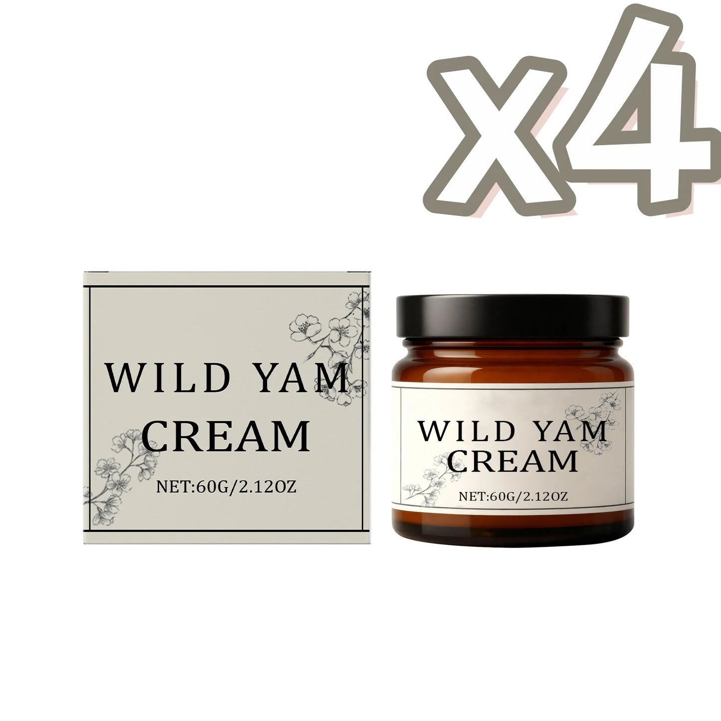 Wild Yam Cream Help Hormone Balance Soothing Menopause Stress Reduce Hot Flashes Women Body Balance Support Body Relief Creams Peaceful Pleasures Health and Wellness 60g Boxed x 4