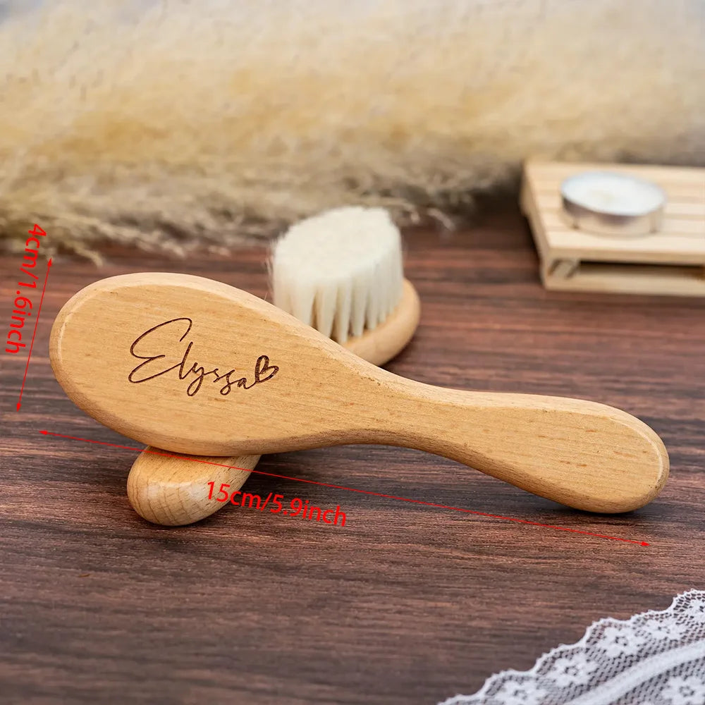 Custom Engraved Wooden Baby Hairbrush | Personalized Keepsake Personalized Baby Brush Peaceful Pleasures Health and Wellness