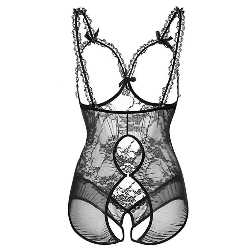 Sexy Lace Cupless Teddy Sexy Lingerie Open Cup Bra Erotic Lenceria Costume Babydoll Crotchless Sexy Bodysuit Big Size Peaceful Pleasures Health and Wellness Black XXXXXL
