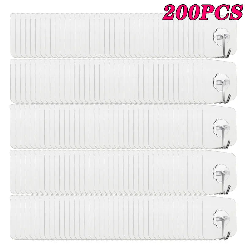 Transparent Self-Adhesive Wall Hooks – No-Drill, Bulk 10–100 Pcs