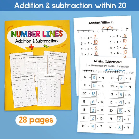 Number Line Practice Book Addition Subtraction Within 20 Workbook Peaceful Pleasures Health and Wellness