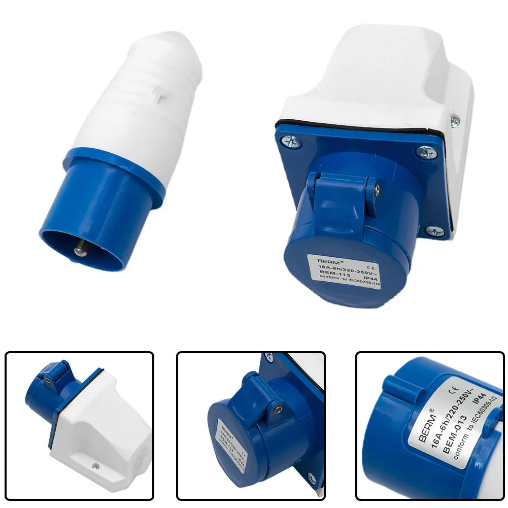 16 Amp 3 Pin Ndustrial Waterproof Socket Wall Mounted 220-250V IP44
