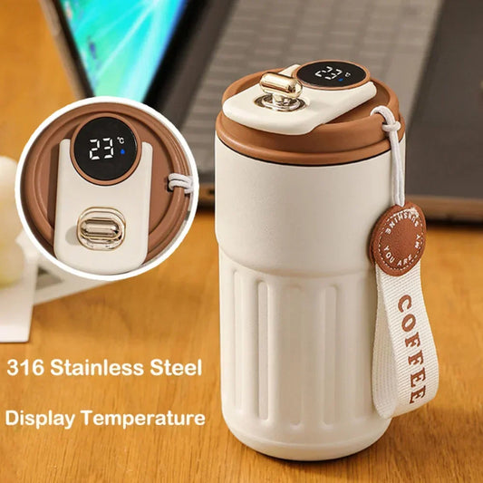 316 Stainless Steel Vacuum Thermos Tumbler | Temperature Display 450ml Vacuum Thermos Tumbler Peaceful Pleasures Health and Wellness
