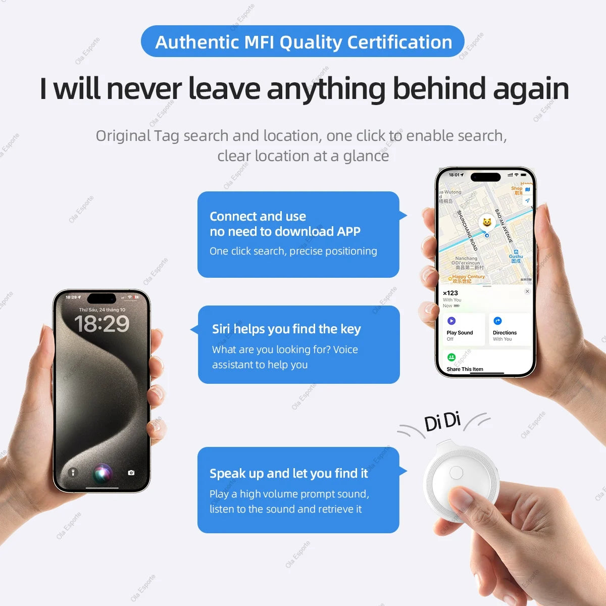 HW12 Smart Bluetooth Tracker for Keys, Pets & Luggage