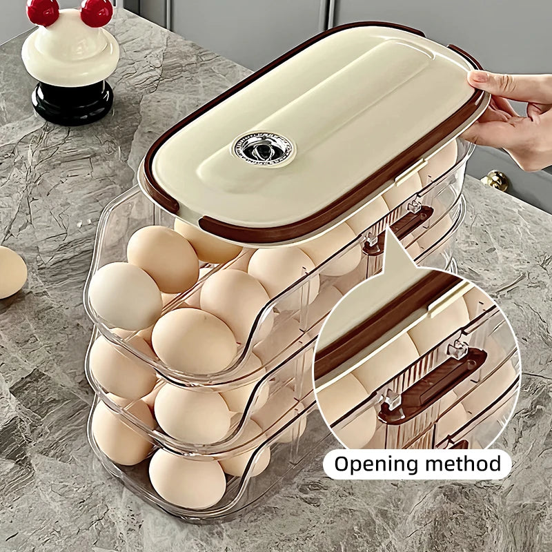1 Pcs Egg Storage Box Automatic Rolling Refrigerator Egg Rack Storage Hand-held Egg Refrigerator Side Door Storage Rack Peaceful Pleasures Health and Wellness