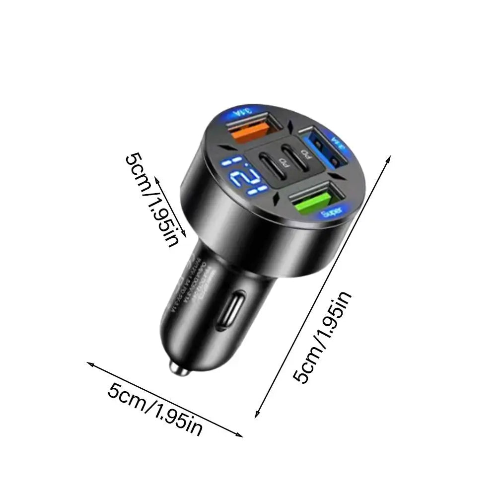 250W 5 Ports Car Charger Fast Charging 2PD QC3.0 3USB C Car Phone Charger Adapter With Voltage For iPhone Samsung Huawei Xiaomi Peaceful Pleasures Health and Wellness