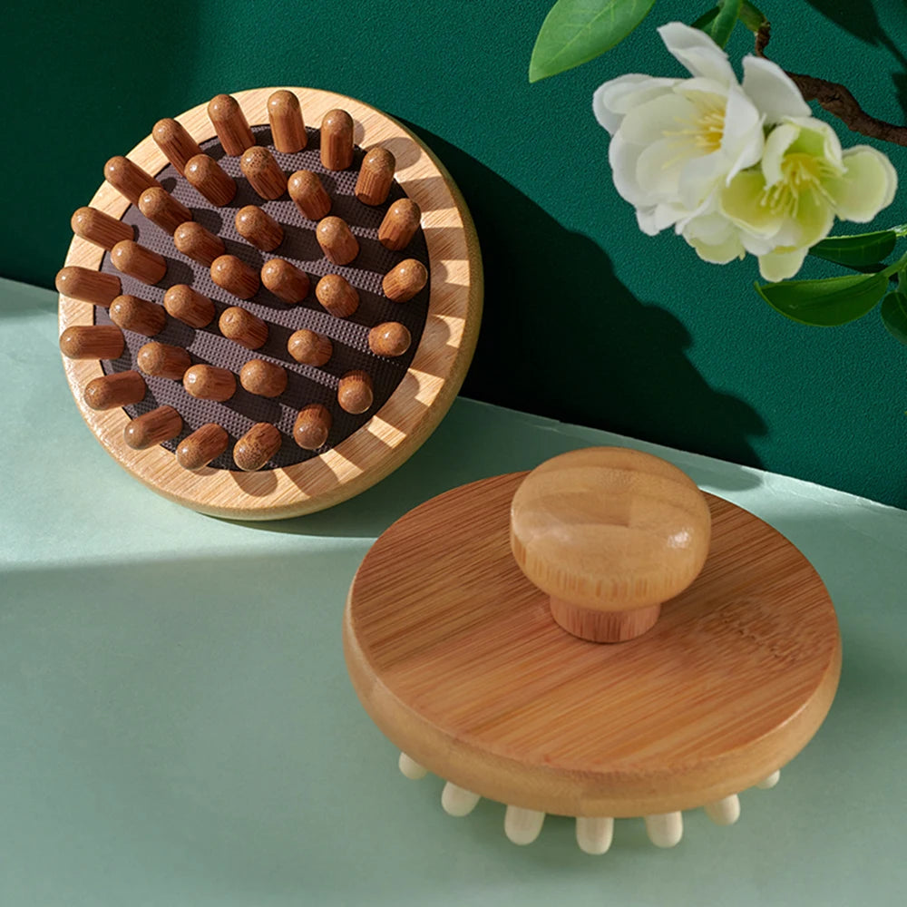 Air cushion massage brush cervical head acupoint massager wooden manual massage tool Peaceful Pleasures Health and Wellness
