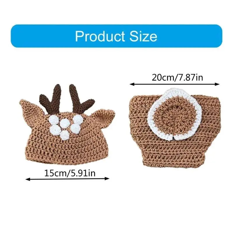 Newborn Photography Outfit – Knitted Deer Hat & Romper Set