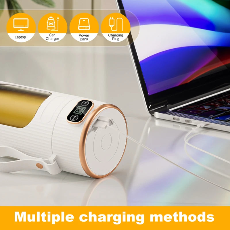 Electric Juicer 10 Blades Portable Blender LED Digital Display Small Juice Cup Rechargeable Wireless Household Milkshake Juice Peaceful Pleasures Health and Wellness