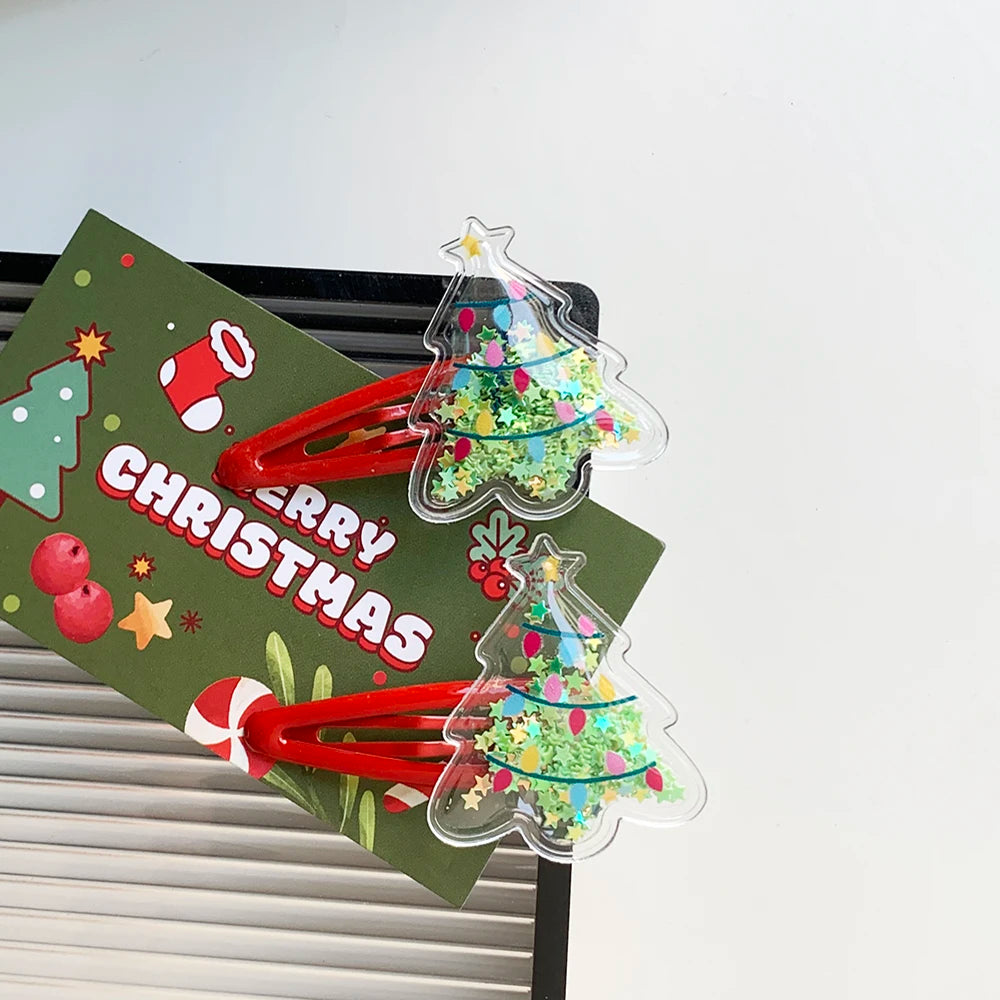 2-Pack Christmas Hairpins – Festive Tree, Santa & Deer Design Peaceful Pleasures Health and Wellness Big tree style China Mainland
