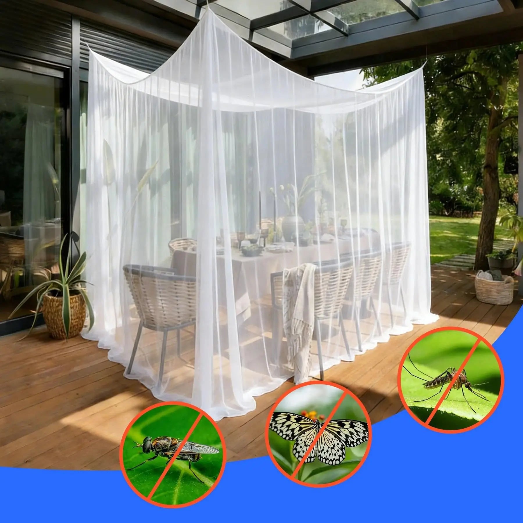 Large Square Outdoor Mosquito Net Portable Insect Proof Tent for Camping Travel King Bed Decorative Net Peaceful Pleasures Health and Wellness